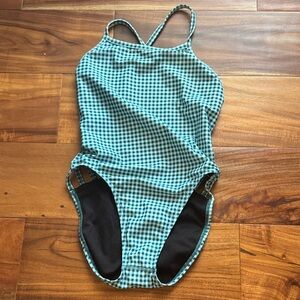 Jolyn Julian 2 teal/green checkered Swimsuit 26